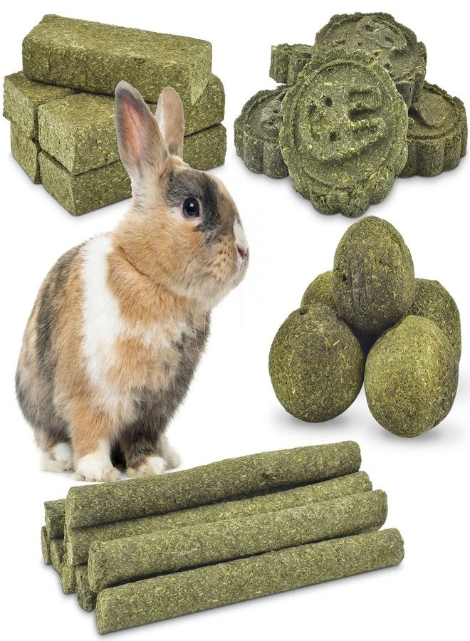 ERKOON 25Pcs Bunny Chew Toys, 100% Natural Timothy Hay Biscuit&Treats Sticks, Chew Toy for Teeth for Rabbit Chinchilla Guinea Pig Hamster Gerbil Squirrel, 8.5oz - Image 1